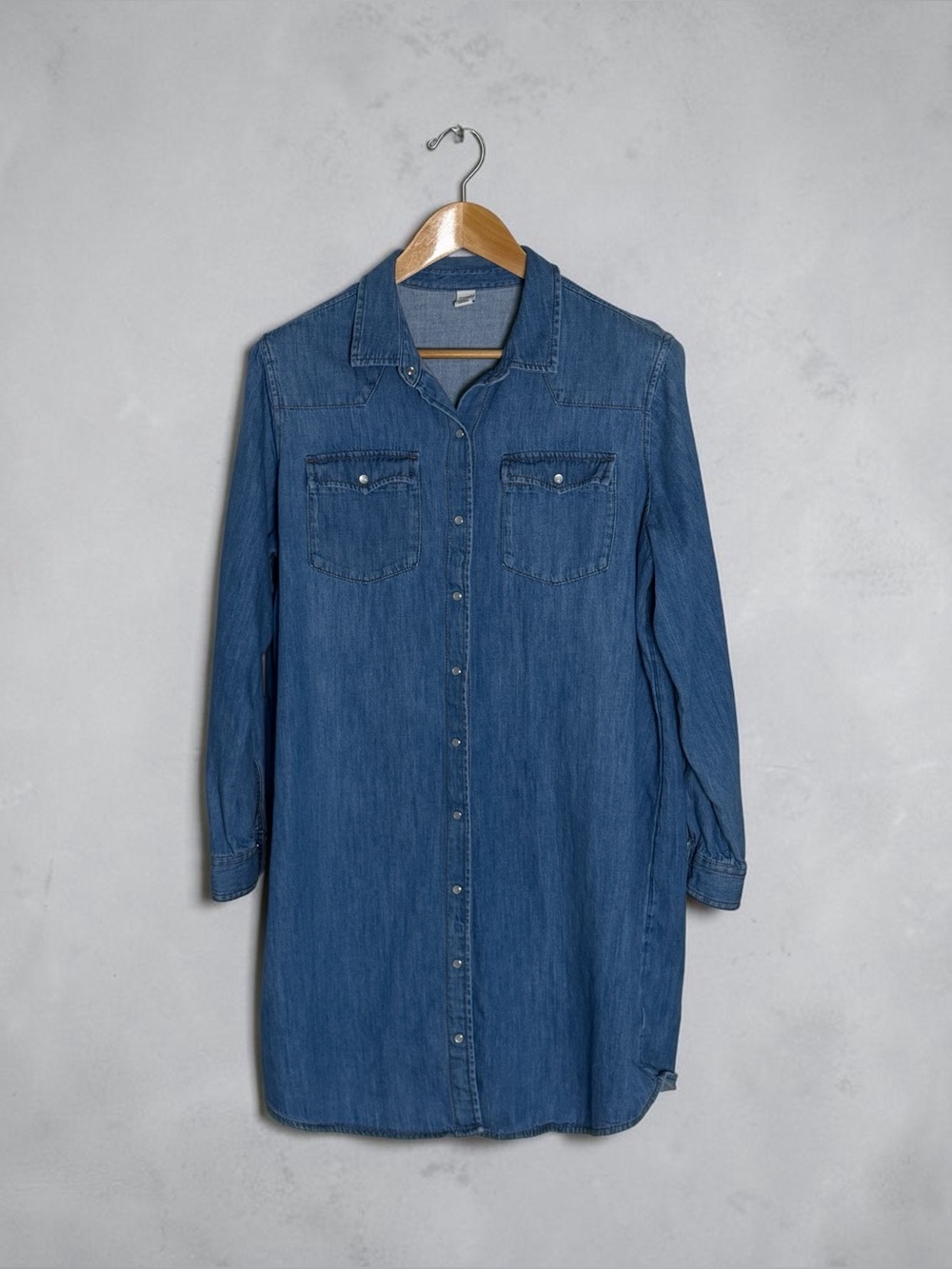 Old Navy 100% Cotton Pearl Snap Denim Shirt/Shift Dress , Long Sleeve, Size XL